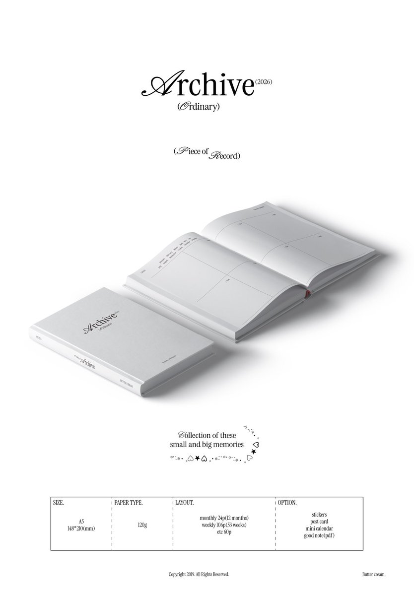 Rt) 2분께 2026 버터크림 다이어리를 보내드려요! 📔

2026 buttercream diary
(Ordinary) Archive 📓

예약판매기간 ~11월 23일

buttercream.co.kr/product/2026-%…

항상 좋아해주시고 
기다려주셔서 감사합니다〰️🤍

2026년 여러분의 이야기를 가득 담는 다이어리가 되길 바랍니다! 

감기 조심하세요〰️🤍🤍