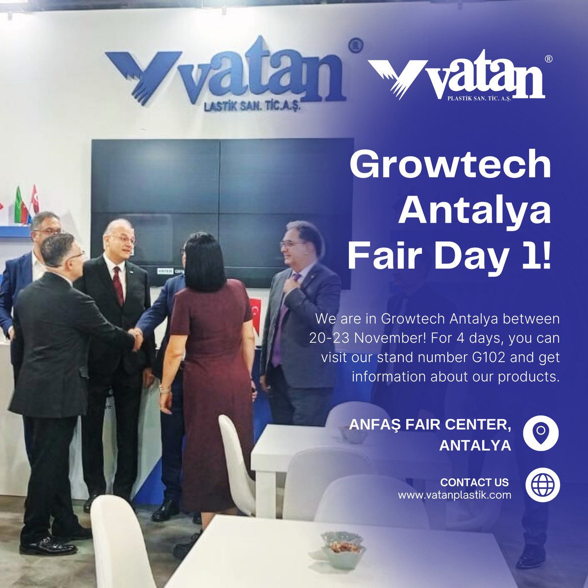 vatan_plastik's tweet photo. 🌟 We will be at Growtech Antalya from 20 to 23 November!
Visit our stand, number G102, to take a closer look at our products and receive detailed information.

#Growtech2025 #AntalyaExpo #AgricultureInnovation #SmartFarming #GreenTech #SustainableFarming #GrowWithUs #Agritech https://t.co/WstpdRvg72