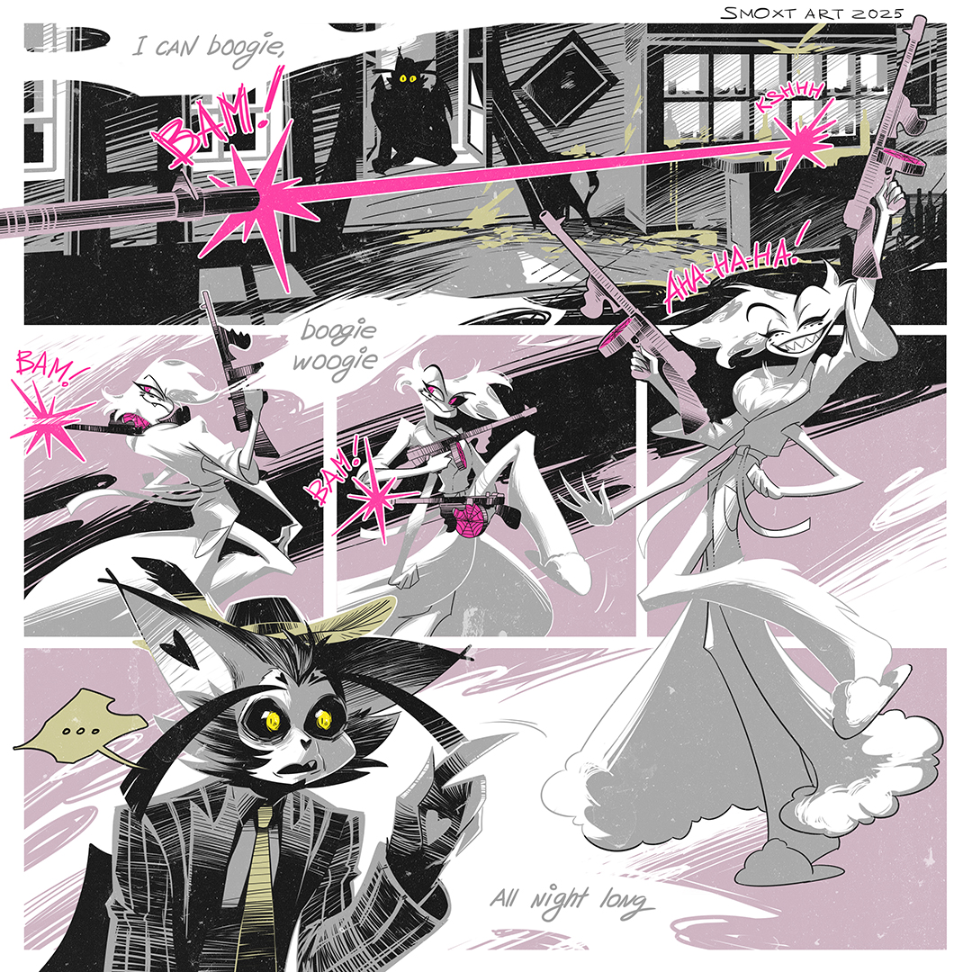 Smoxtart's tweet image. rip Jack [Page 158]  🎵 - yes sir, I can boogie #angeldust #husk #hazbinHotelFanart #hazbinHotel #huskerdust #blackwidowhuskerdustau #hazbinhotelcomic #hazbinhotelhusk #hazbinhotelangeldust #fanart #webcomic #vivziepop #slowburn