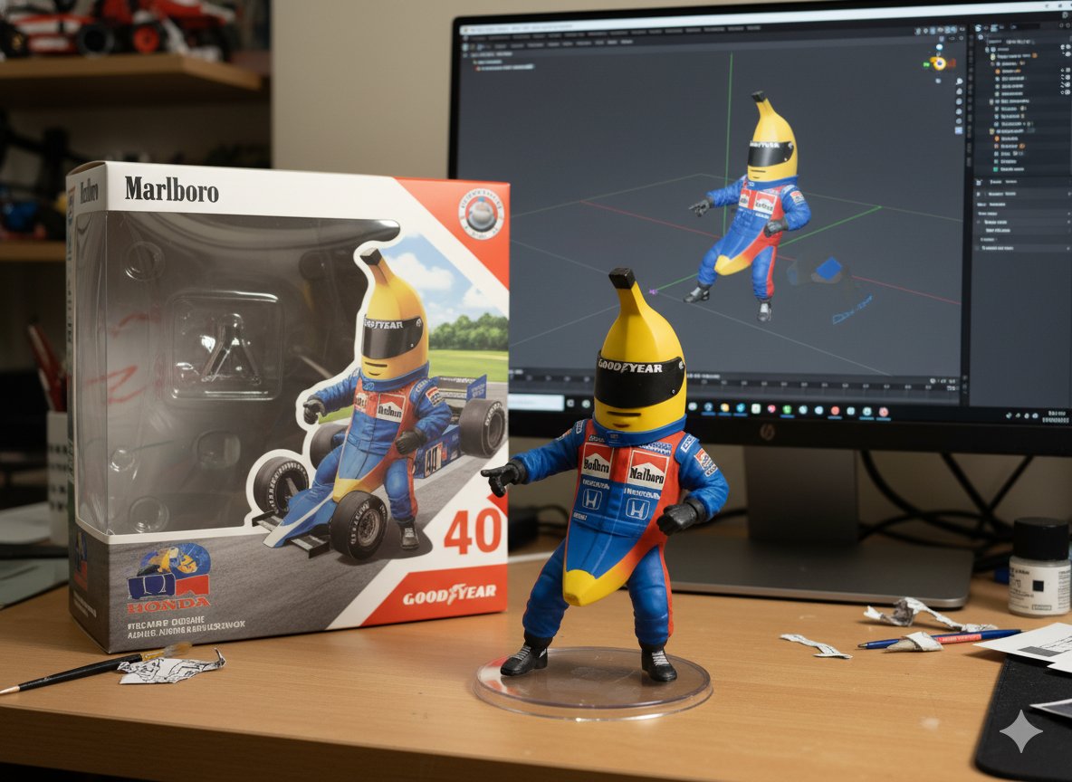 metmania's tweet image. ナノバナナ楽しいー！
プチF組み立て済み画像を加工してフィギュア化。これはかなり忠実にいけたっぽい。
3枚目は色々間違ってバナナ要素が入ってしまったがめっちゃかっこいいw。#GoogleAI #NanobananaAI #ナノバナナ