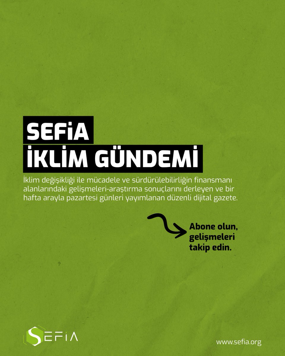 📩SEFiA İklim Gündemi #80 | 2025 Küresel İklim Eylemi Yıllığı: Marakeş Küresel İklim Eylemi Ortaklığı

Okuyun➡️sefia.org/iklim-gundemi/…

30. Taraflar Konferansı (#COP30) devam ederken yayımladığımız bu sayıda, Birleşmiş Milletler İklim Değişikliği Çerçeve Sözleşmesi Sekreteryası