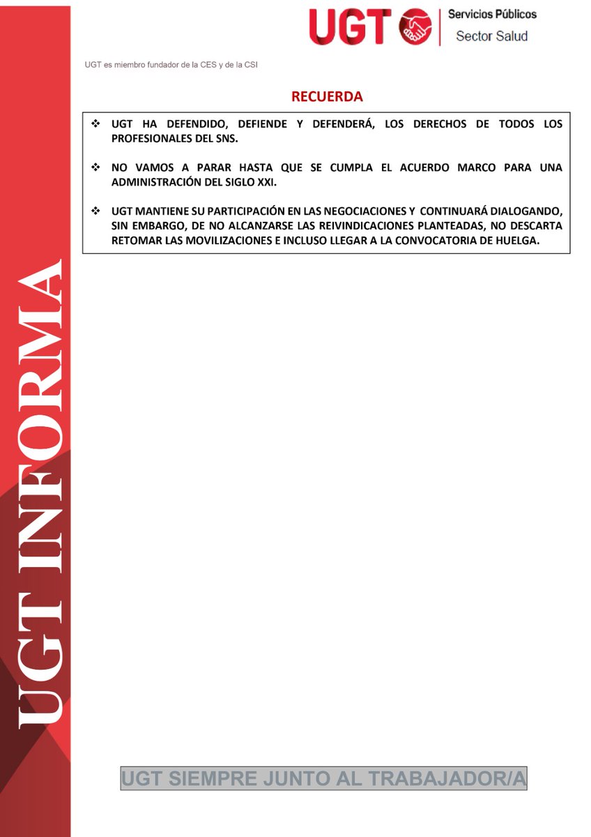 UGT en apoyo de las TCAEs y sus reivindicaciones.  El próximo 28 de noviembre tod@s a una
