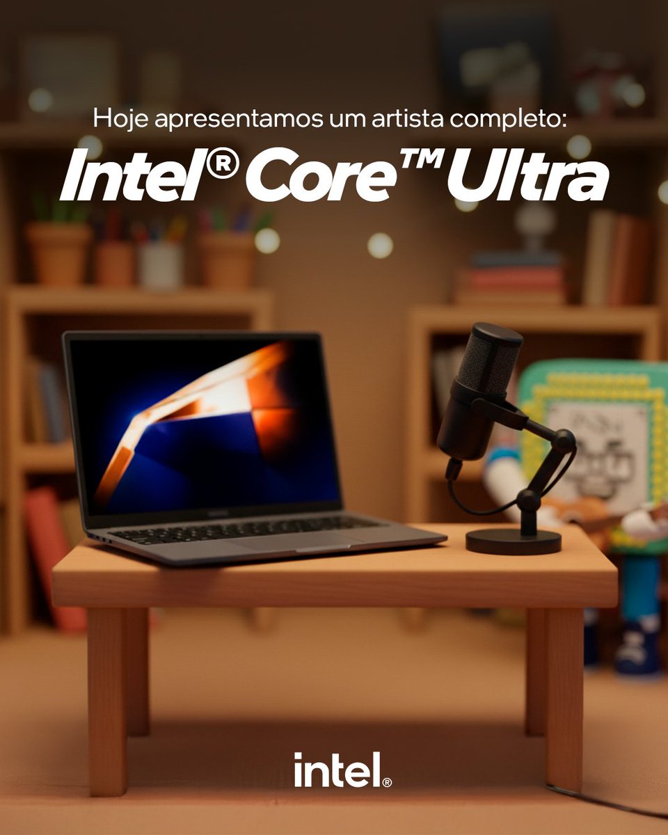 intelbrasil's tweet image. Hoje apresentamos um artista completo: Intel Core Ultra. 
 
Compõe 🎼, grava 🎙️, edita 🎬 e transmite 🔴  
tan, tantantantan  
 
#IntelCoreUltra #IntelArc #AIPC #SetupIntel