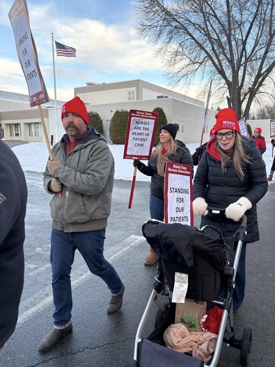 US Senate candidate <a href="/grahamformaine/">Graham Platner for Senate</a>  &amp; gubernatorial candidate <a href="/TroyJackson207/">Troy Jackson</a> were up in Houlton supporting striking nurses!