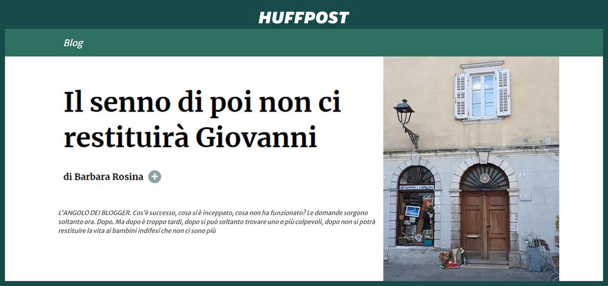 Le domande arrivano soltanto dopo quando è troppo tardi, dopo si può soltanto trovare uno o più colpevoli, dopo non si potrà restituire la vita a Giovanni o ad altre  vittime indifese. Che fare, prima!
Scriviamo su <a href="/HuffPostItalia/">L'HuffPost</a> 
📌tinyurl.com/2y26pwer
#assistentisociali