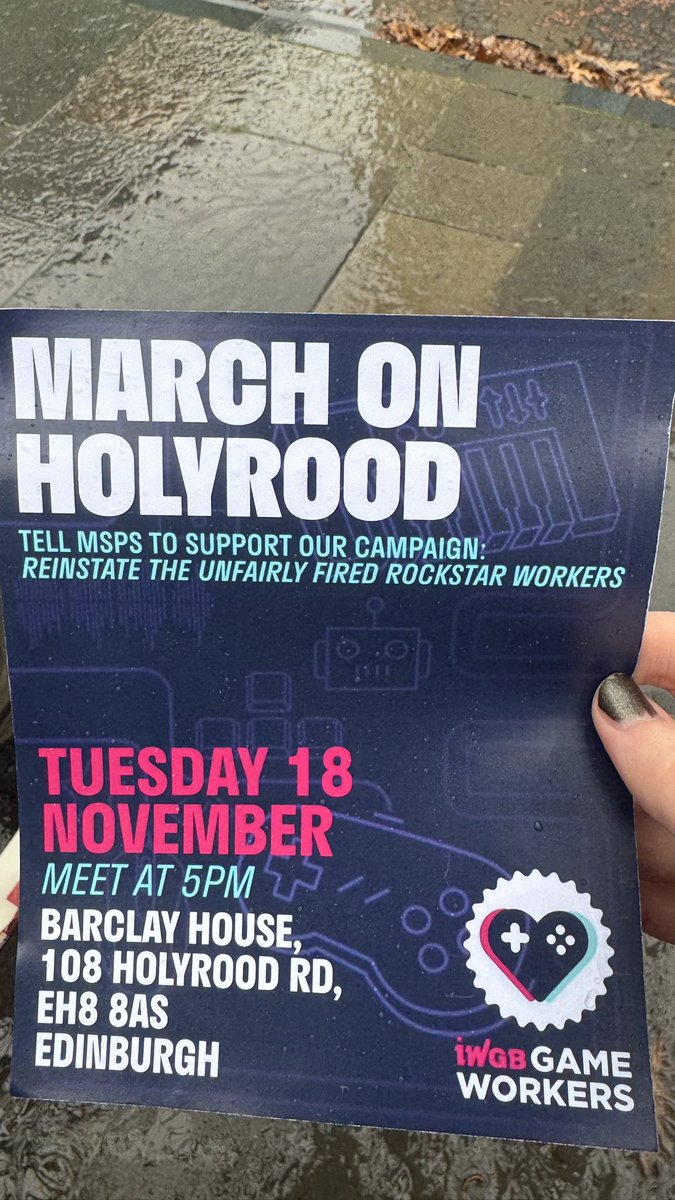 GTABase's tweet image. We’re back at Rockstar North, braving bad weather to cover the Union Busting protest today.

They’re beginning at Rockstar North and moving to the Scottish Parliament nearby.

Stay tuned to this thread for live updates, statements and more.