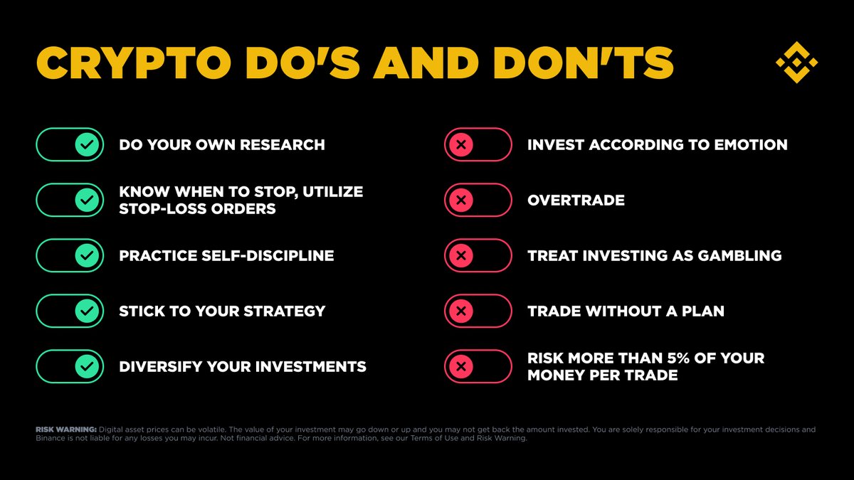 binance's tweet image. Smart trading starts with solid research, discipline, and diversification.

Check out the must-know tips 👇
