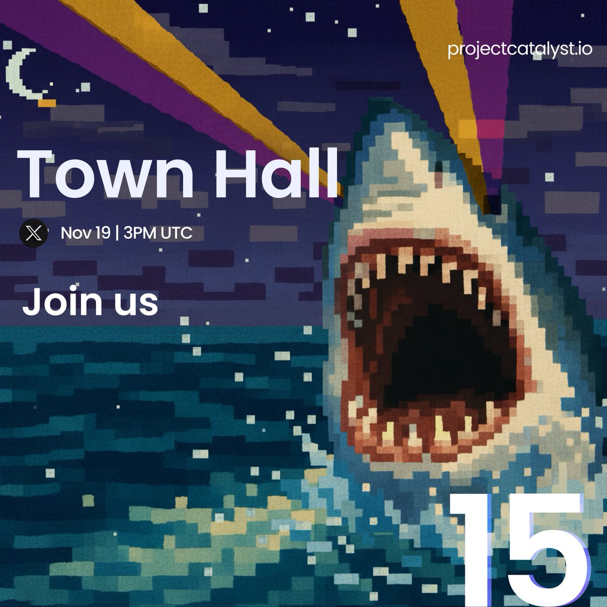 Join us for our next Town Hall! 

🗣️ Get the latest updates on what's new in Fund15, see some of the recently completed projects and hang out with the community.

📹 Livestreamed on Youtube &amp; X
⛓ Link to join: projectcatalyst.io/news/town-hall
⏰ 3PM UTC
