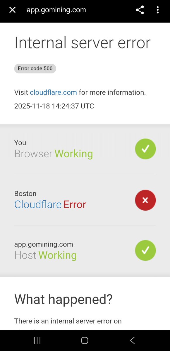 DefiDegen10's tweet photo. GM @gomining Family, was surprise when i went to check on my miners and saw this. Sorry for whoever loses their service discount, but accounts and miners are still fully operational. Its an error code on #cloudFlare &amp; NOT #GoMining. 
#BTC #PassiveIncome #Mining https://t.co/cESyz51sYK
