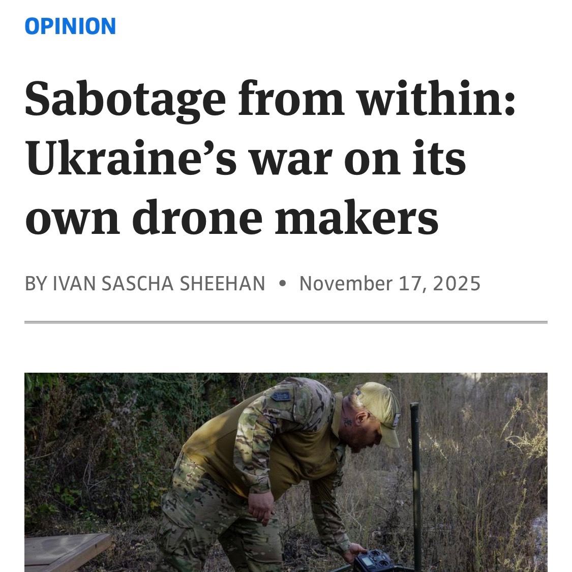 ProfSheehan's tweet photo. #SHEEHAN: "The investigations bear the hallmarks of bureaucratic sabotage rather than genuine national security oversight... Russian forces have repeatedly sought to locate and destroy Ukrainian drone production facilities..." Read on at: https://t.co/nNfbGbGGWV #ESBU #Russia 🌎 https://t.co/hr5hKPshUf