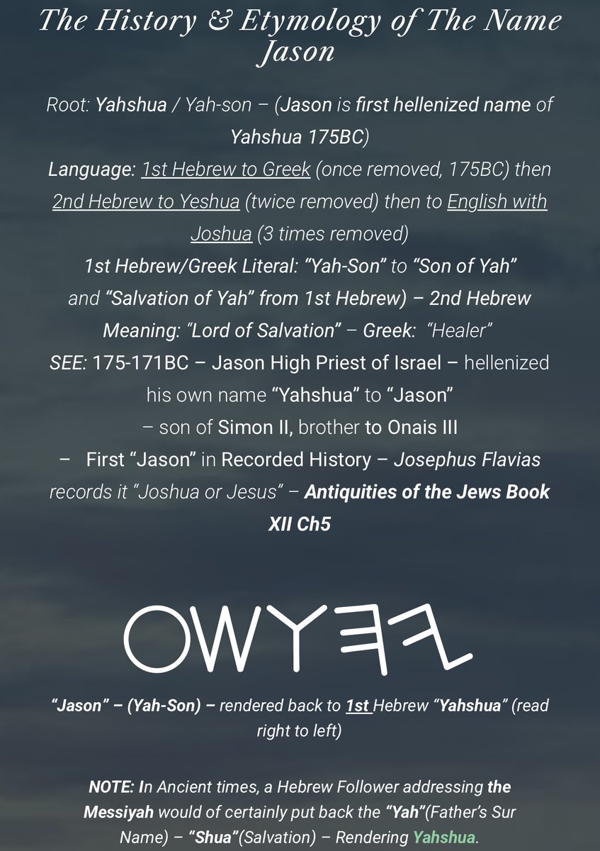 JasonBoredAgain's tweet photo. Do you know what your name means? Do you think it matters at all?

I do. I used to not think it mattered at all. A name is just a name &amp; even if it meant anything, it was inconsequential to my life.

That is, until I learned my name is theophoric. That changed everything for me. https://t.co/tP0vpJia9A