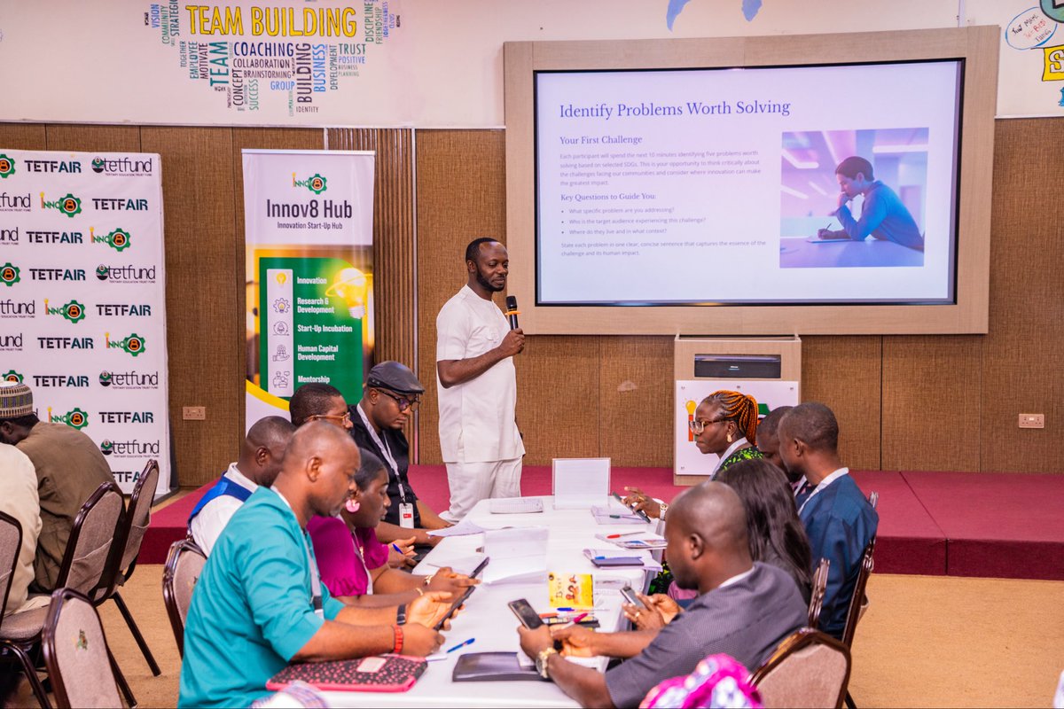Innov8Hub's tweet photo. Every great innovation begins with a question and in Nigeria’s research community, those questions are brilliant and full of potential.

But potential alone isn’t enough. That’s where R4i comes in.

Yesterday, we welcomed the 32nd cohort of the Research for Impact Initiative (R4i) powered by @TETFundNg in partnership with Innov8 Hub

A program dedicated to helping Nigerian researchers move beyond publications and into real-world solutions that serve industries, communities, and the nation.

Why R4i?
Because too many groundbreaking discoveries never leave the lab.
Not anymore.

Over the next 10 immersive days, participants gain practical innovation training and a pathway to transform research into viable, impactful innovations

This is innovation designed for impact.

#R4iCohort32 #Impact #Innov8Hub #TETFund #NigeriaInnovates