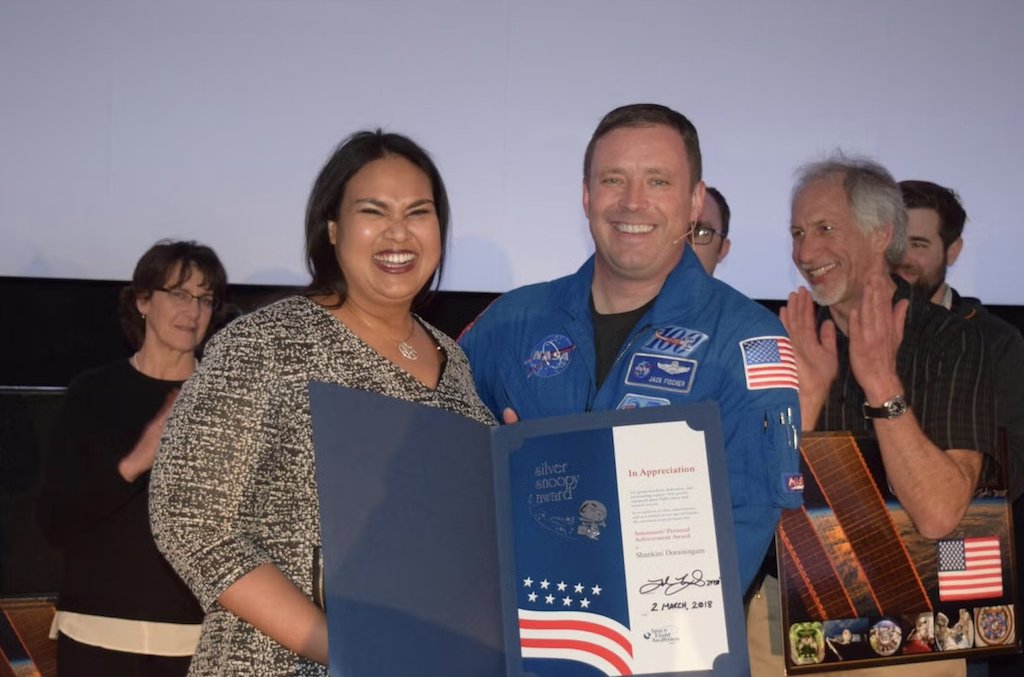 Astronauts are only the cherry on top of the sundae, it takes so many amazing people to make space exploration possible.  To recognize that fact, astronauts fly little silver snoopy lapel pins with us in space and upon they are presented to one of those unsung heroes dedicated to