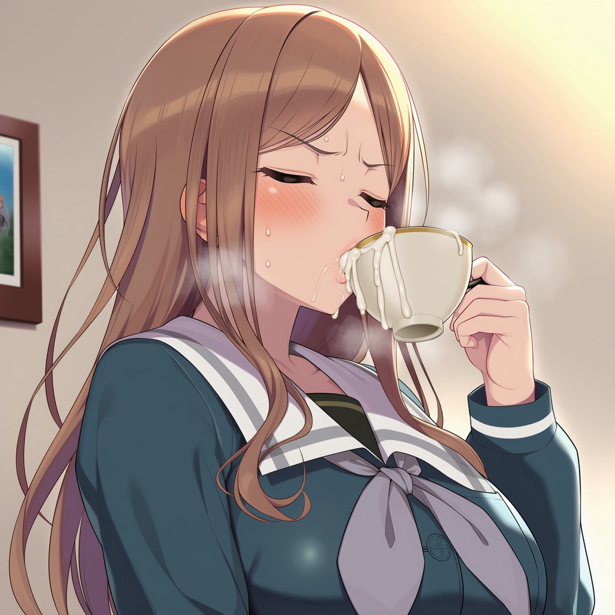 撒上白砂糖的甜点心与浓郁红茶互相搭配…

淑女们的下午茶时间本该优雅惬意，而不是被莫名混进来的不着调雄性恶劣玷污…♡

瑰丽眸子带着难色，坐视盯着粗席凑进自己脸前…不知积攒多久射出的浓精粘稠冒着腥臭…刚喝光茶水想要告退的身子被迫重新坐下…

合格的淑女..在精茶喝完之前..不能失礼离开…♡