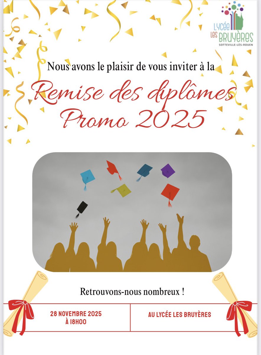 🎓 Soirée de remise des diplômes 2025 – Nous y sommes ! 🎉
Un moment fort pour célébrer la réussite, les efforts et le chemin parcouru au sein de notre établissement .. et bien sûr, la fierté de voir briller nos diplômés ✨ 
#FiersDeNosÉlèves #Célébration 
<a href="/dsden76/">DSDEN76</a> <a href="/ac_normandie/">Académie de Normandie</a>