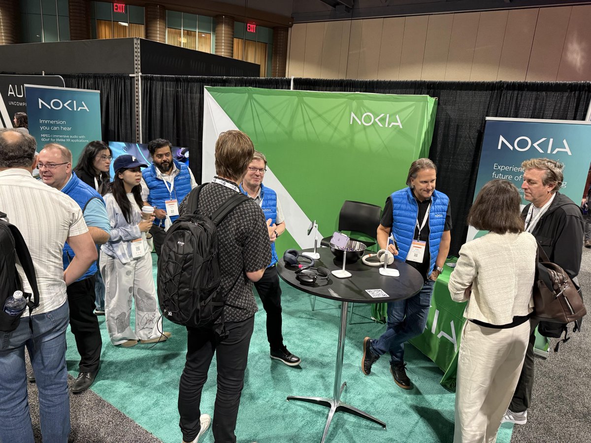 NokiaAudioTech's tweet image. 🎧Shaping the future of immersive audio at #AES Long Beach

From demos of MPEG-I immersive audio &amp;amp; 3GPP IVAS voice codec to expert panels &amp;amp; papers, this year’s show is a wrap! Excited by the great discussions on the future of VR/AR audio.

🔗 Learn more: nokia.ly/4i9SlvN