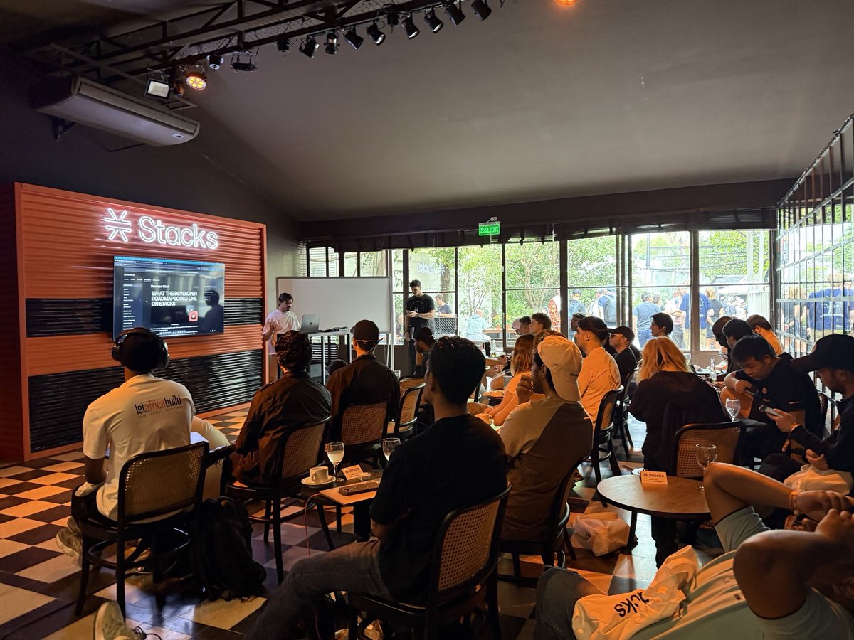 ileanamalacrino's tweet image. Day 2 at the Hacker House was meaty… 

Builders kicked off with the @stacks Meat &amp;amp; Greet before diving into an afternoon of technical workshops covering everything from why builders choose Bitcoin &amp;amp; Stacks, to Clarity, sBTC bridging, and real time apps with Chainhooks.