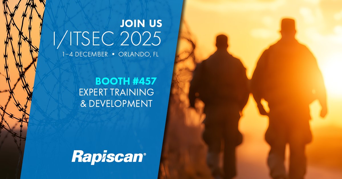 RapiscanCargo's tweet image. Excited to exhibit at #IITSEC2025 in Orlando, Dec 1–4! Stop by Booth 457 to see how our Federal Agency Security Training Team (FASTT) delivers cutting-edge security training programs for evolving mission needs. #SecurityTraining #OperationalReadiness