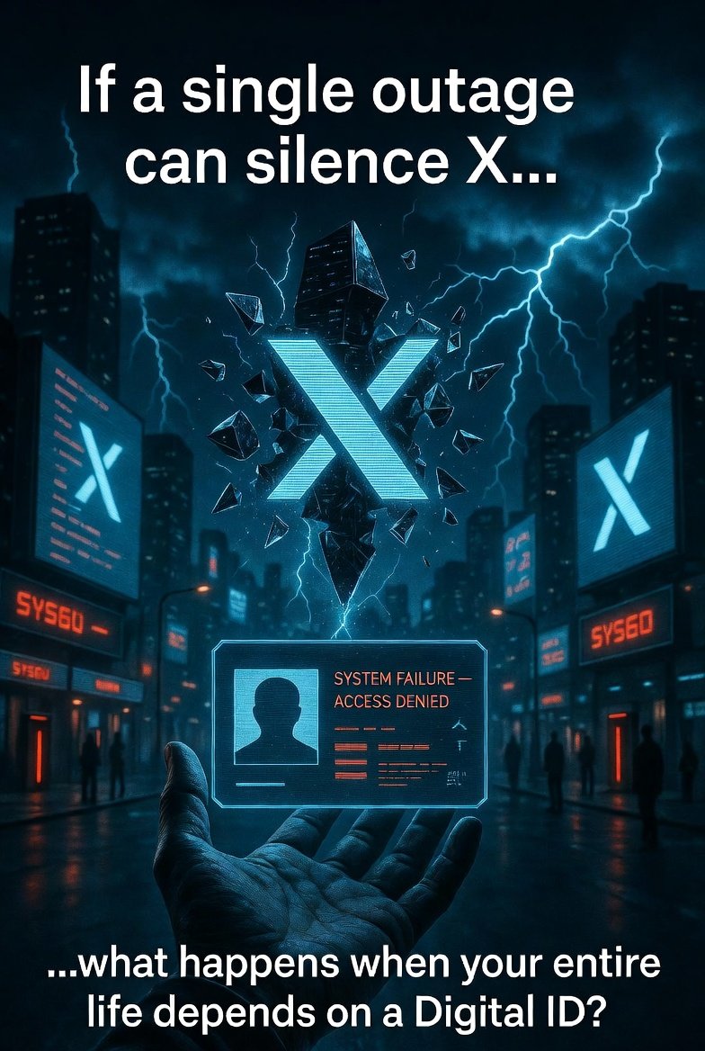 skbytes's tweet image. If X can go down, so can your digital id... Your life shouldn&apos;t depend on a barcode.