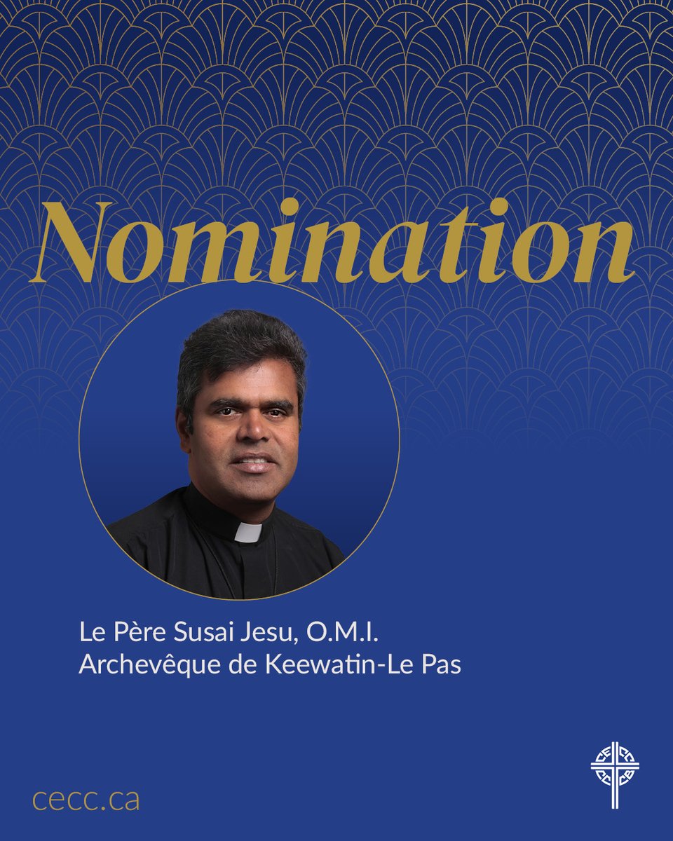 Le 17 novembre, Sa Sainteté le pape Léon XIV a nommé le Père Susai Jesu, O.M.I. comme archevêque de Keewatin-Le Pas.

🔗 Lisez le communiqué de presse ➡️ cecc.ca/communique-de-…

#cecc