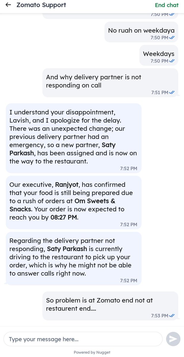 LavDaga's tweet photo. @OmSweetsPvtLtd You guys aware that @zomatocare @zomato blamed you guys for delay in order delivery for their Gaps. Check these screen shot... waiting for my order since last 1 hr to deliver...!! Who will be responsible for cold food..?? https://t.co/PtzUgJL2cO