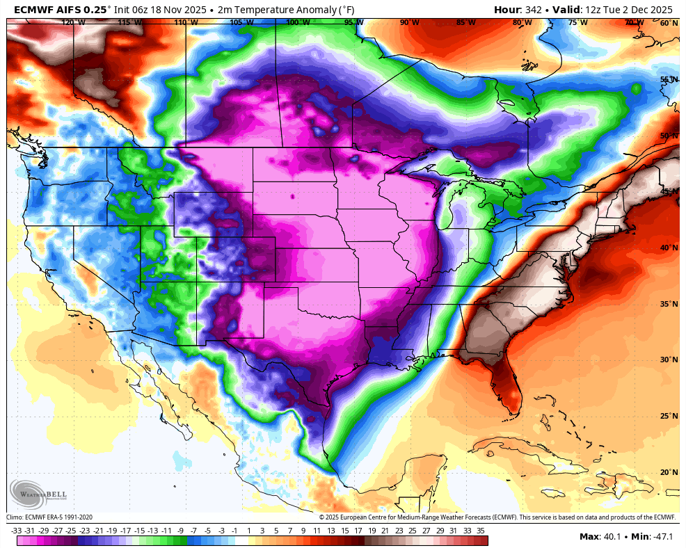 ClimateCornerHQ's tweet image. BREAKING🚨🚨

THE LATEST RUN OF THE EURO AI MODEL...

Seems legit... What do you guys think?🤣🤣🤣
#weather #forecast #temperature #freeze #euroai