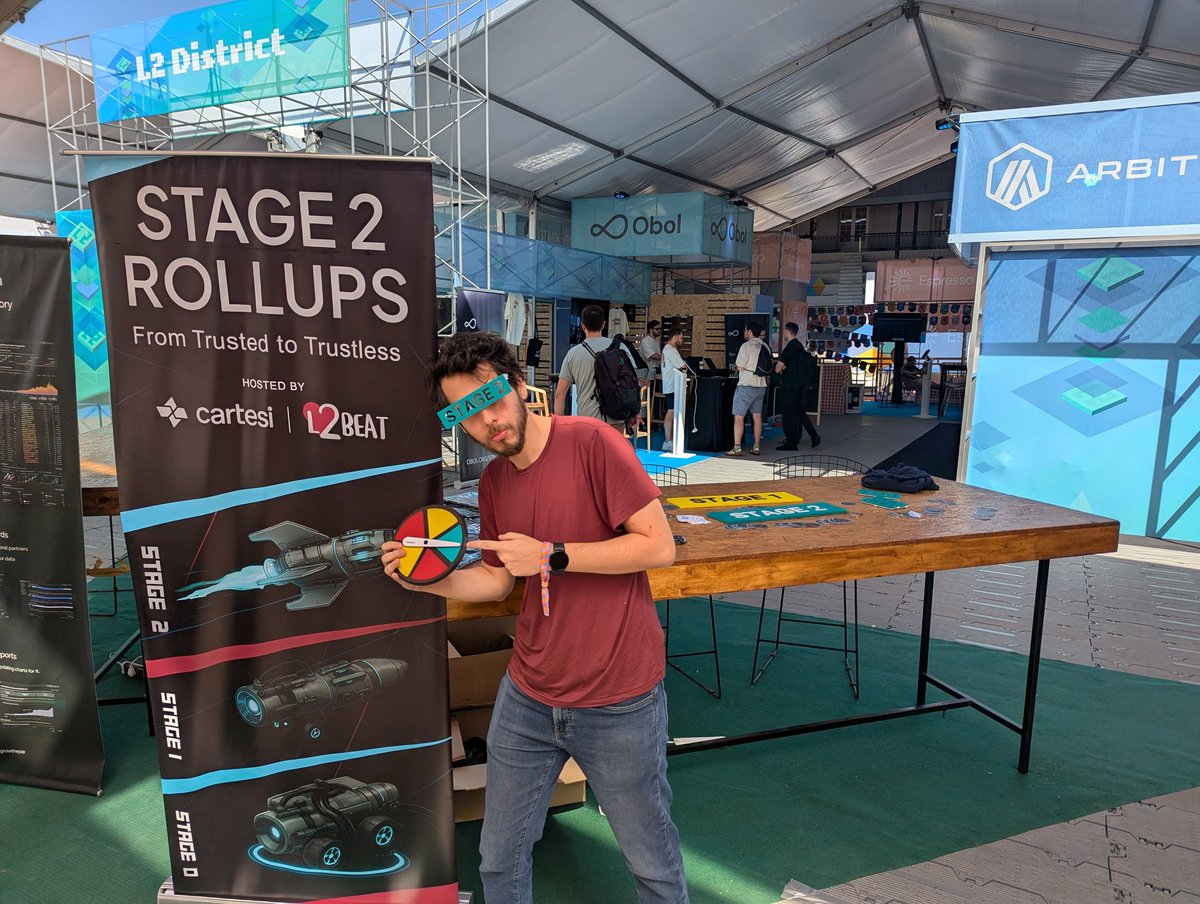 Hello again from beautiful Buenos Aires! We are here in the L2 District at <a href="/EFDevcon/">Devconnect ARG - the first Ethereum World’s Fair</a> with many people from <a href="/l2beat/">L2BEAT 💗</a> and <a href="/cartesiproject/">Cartesi</a> to talk about the importance of the stages framework for rollups and aiming Stage 2 level! Come swing by and have a nice chat with us!