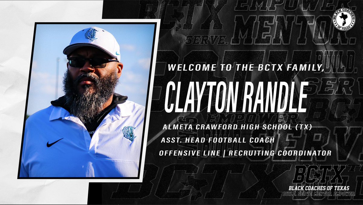 Welcome to the #BCTX🫱🏾‍🫲🏿 family <a href="/CoachTCRandle/">Coach Randle</a>!

Build. Serve. Mentor. Empower.

Join the #BCTX🫱🏾‍🫲🏿 today!
