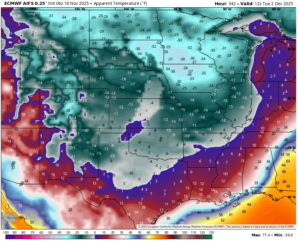ClimateCornerHQ's tweet image. BREAKING🚨🚨

THE LATEST RUN OF THE EURO AI MODEL...

Seems legit... What do you guys think?🤣🤣🤣
#weather #forecast #temperature #freeze #euroai
