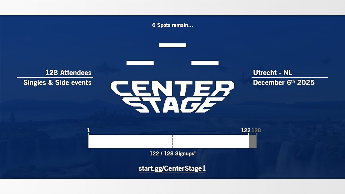 6 SPOTS REMAIN FOR CENTER STAGE!

We've entered the last 2 weeks of signups and we've almost reached the cap!

Its amazing to see so many Dutch players coming together and there is still some space for the main event!

Don't forget to sign up!