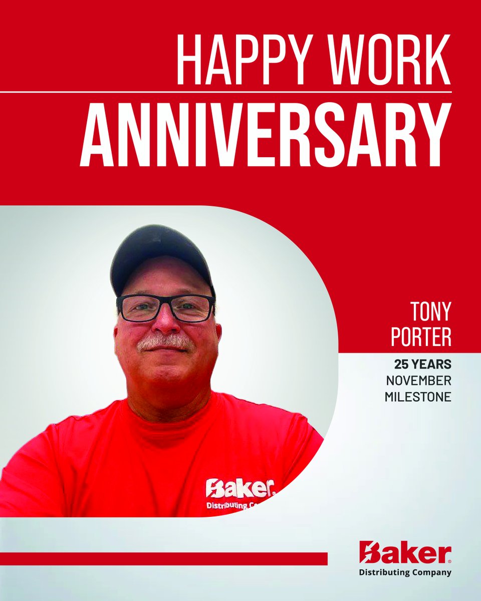 BakerDist's tweet image. Huge shout out to Tony Porter, Service Center Manager in Meridian, MS, for 25 incredible years with Baker! What an achievement! #25YearsStrong #TeamBaker #BakerDistributing #WorkAnniversary #BakerCareers