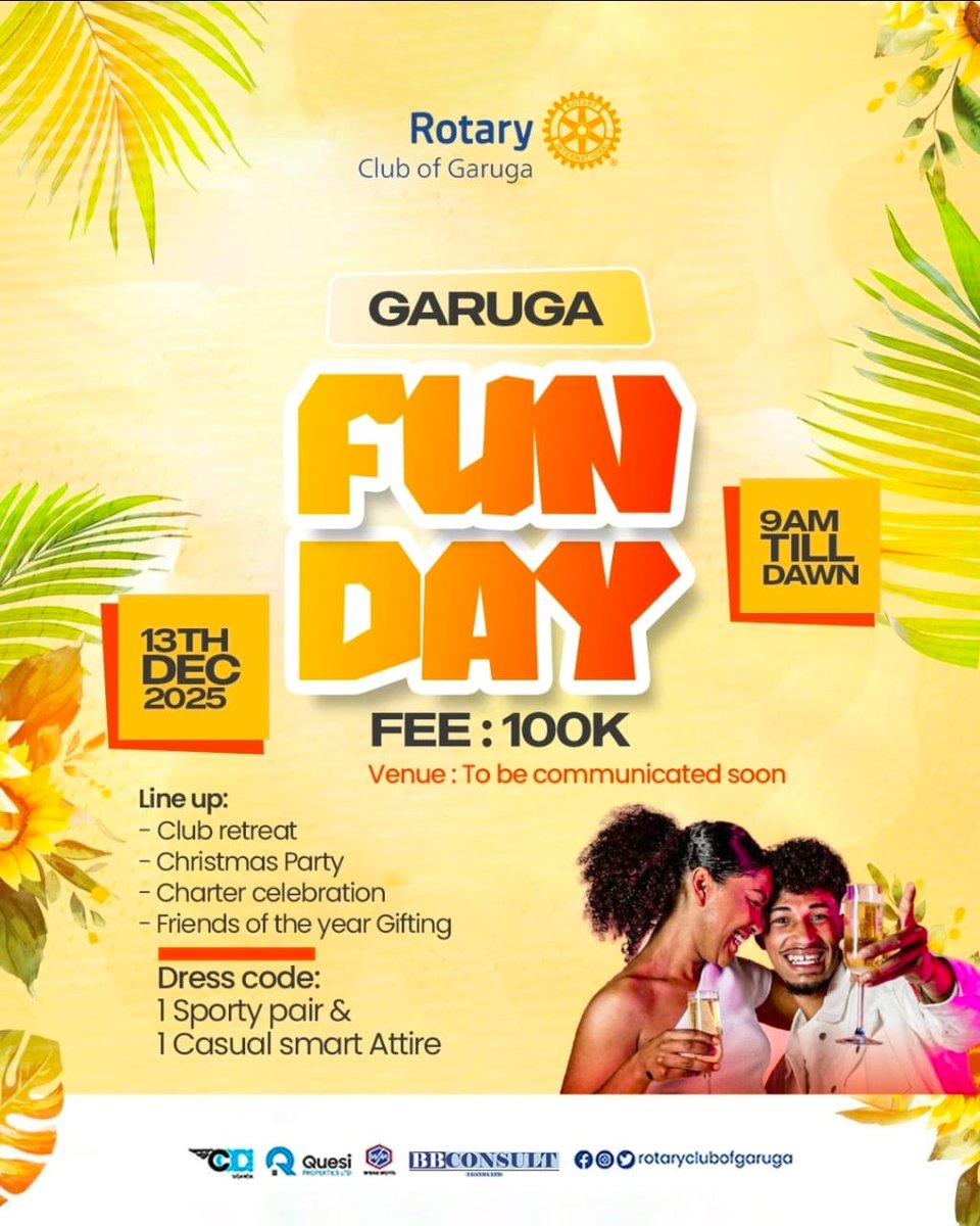 It's that time of year, folks! 
 Join us for the Garuga End of Year Party, as we celebrate 4 amazing years of service and gear up for more fun, laughter, and making memories
Let's make this a night to remember
#GarugaEoYParty #4YearsOfService 
#ClubOfReference