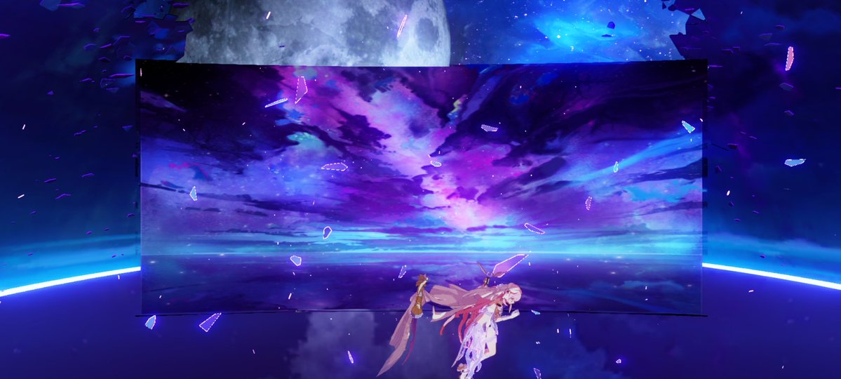 qb_sakura's tweet image. 这是什么bug？原来人律大招的星空只是一块背景布吗
#崩壊3rd #honkai3rd