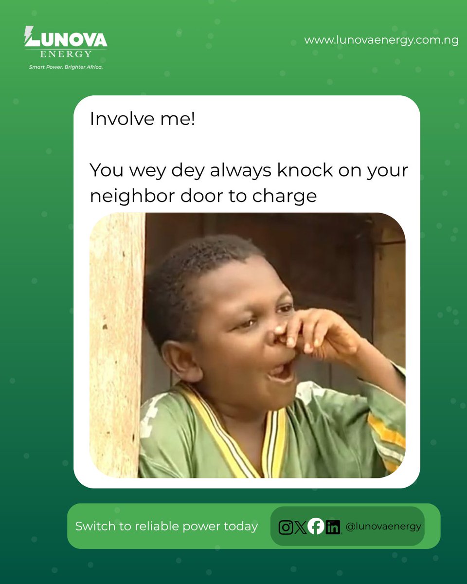LunovaEnergy's tweet photo. Everybody is shouting involve me, but most don’t even own a solar system. Once NEPA strikes, they’re offline and missing every update.
If power matters to you, go solar with Lunova today. Tap in today
#LunovaEnergy #SolarNow #GoSolar #CleanEnergy #RenewableEnergy https://t.co/7QKwnZV8KI