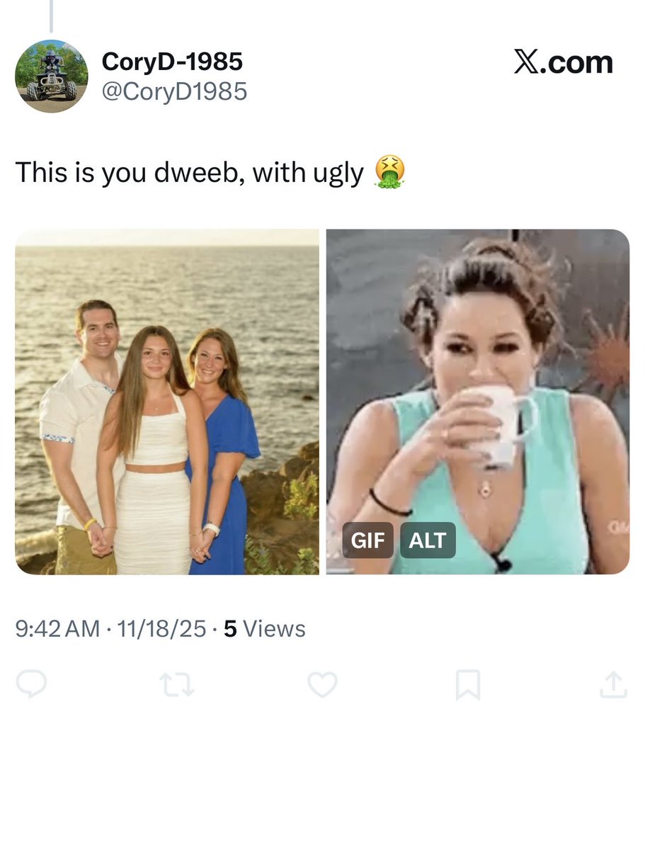 This is the kind of “people” that carouse this app. Fake profile pic no mention of any real life existence. Trolling strangers with verbal shots at their family. 👍🏻 <a href="/X/">X</a>