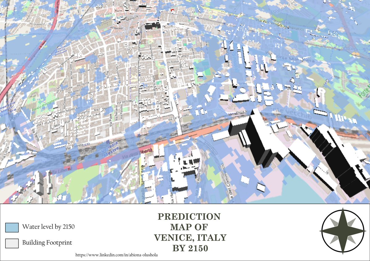 abiona_jude's tweet image. Day 12
Theme: Map from 2125
According to projections by the Intergovernmental Panel on Climate Change (IPCC), the mean sea level is expected to rise by 0.55 meters by 2100.
 🖥️ Tool used: QGIS
 📍 Data: OpenStreetMap &amp;amp; OpenTopography 
#30DayMapChallenge #Day12 #Map