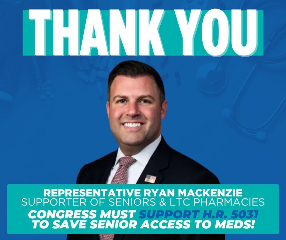 H.R. 5031 continues to gain new co-sponsors!
Thank you, <a href="/RepMackenzie/">U.S. Congressman Ryan Mackenzie</a>, for your commitment to senior care and co-sponsoring H.R. 5031. This “LTC Pharmacy Fix” is urgently-needed legislation to ensure millions of seniors across the country continue to have access to essential #LTC
