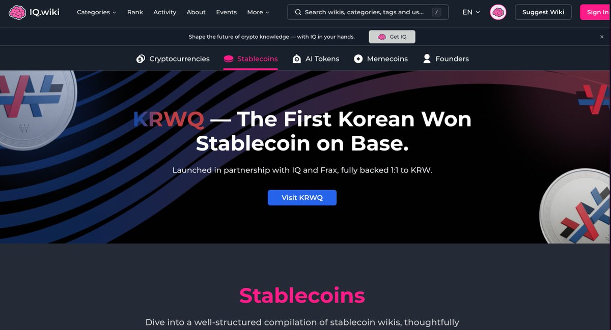 iqwiki's tweet image. Spot KRWQ (@KrwqCash) on IQwiki 🧠

🔗 iq.wiki/rank/stable-co…
