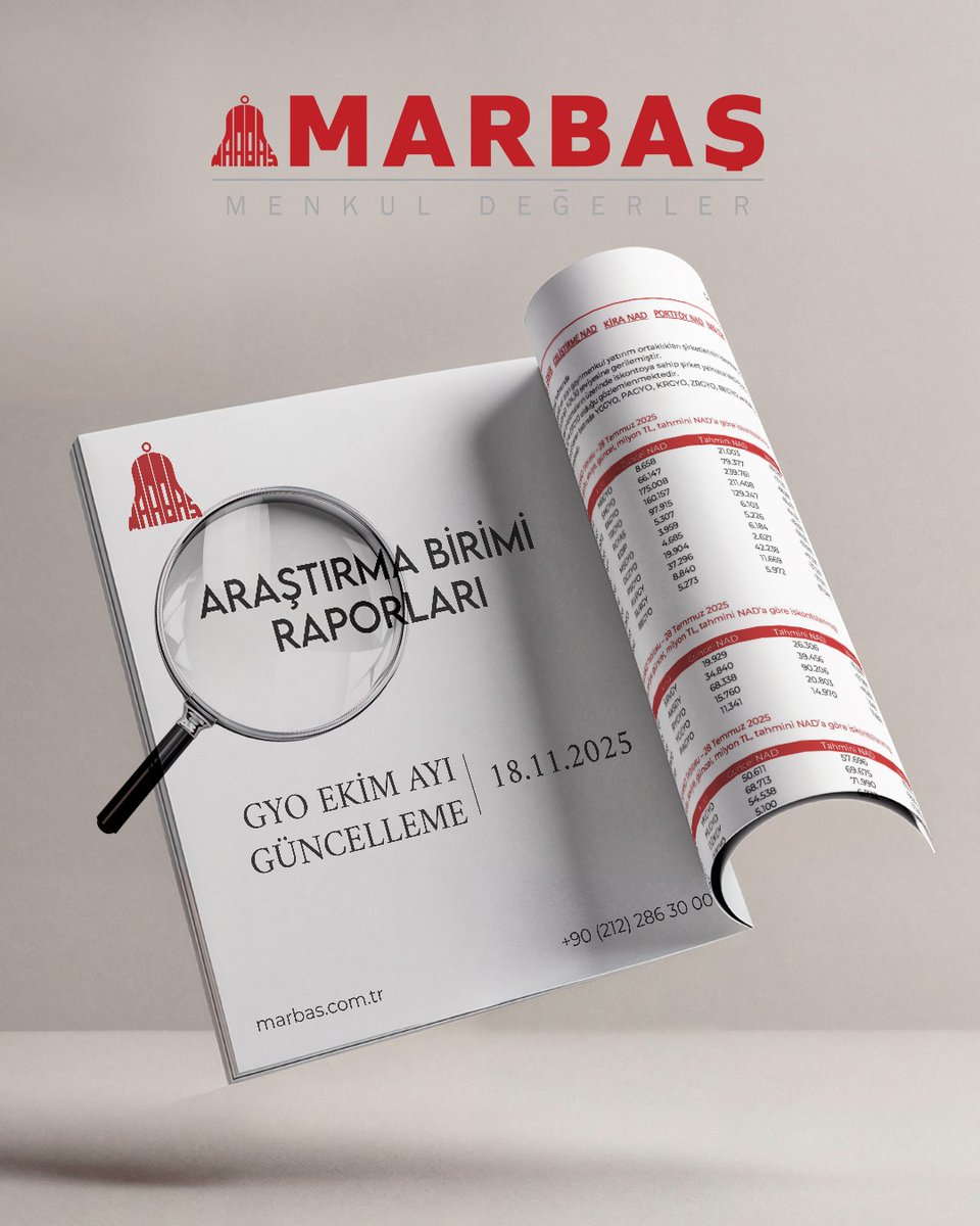 18 KASIM 2025 ARAŞTIRMA BİRİMİ RAPORLARI🔔  

GYO Ekim Ayı Güncelleme Raporu Marbaş Web Sitemizde Yayında!👇
marbas.com.tr/arastirma-biri…

#herzamanyanında