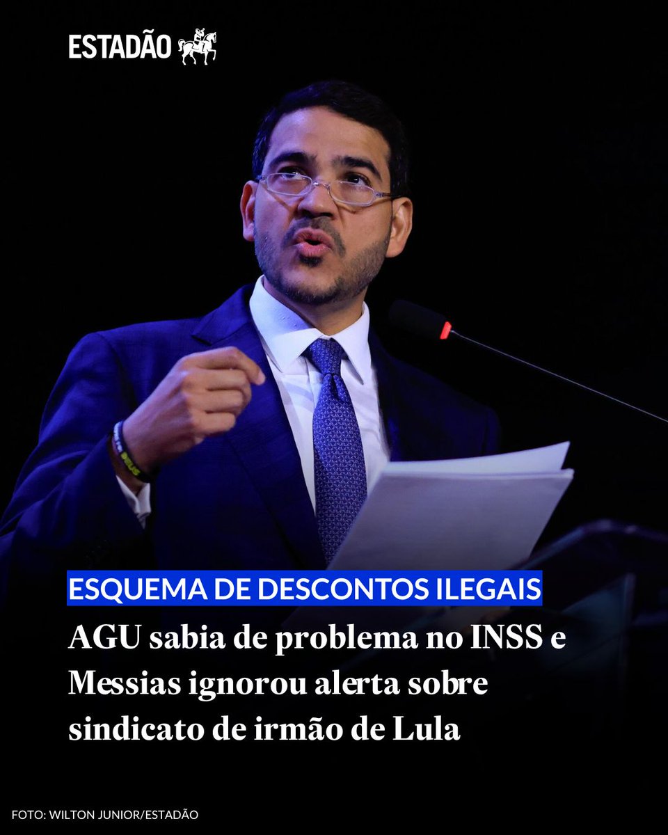Agora tudo faz sentido.
O “queridinho” do Lula para a vaga no STF é justamente quem ignorou alertas sobre um esquema de DESCONTOS ILEGAIS que atingiu nossos aposentados. Esse é o xodó do petismo, o nome que Lula sonha em colocar na Suprema Corte.