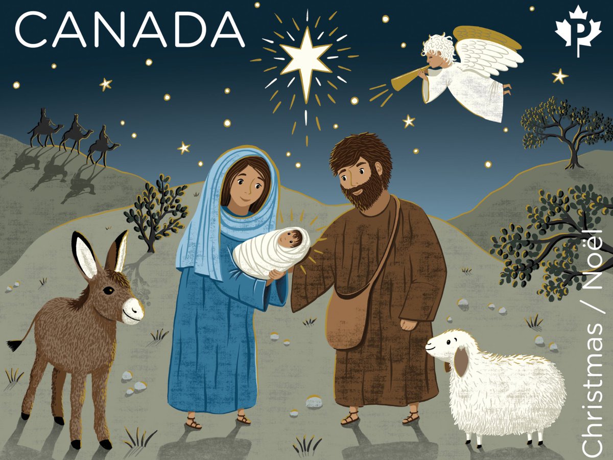6ixbuzztv's tweet image. Canada Post releases a new Christmas stamp depicting the Holy Family, Jesus, Mary, and Joseph