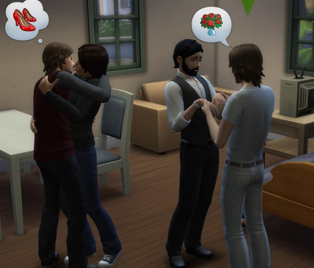 sneakertin's tweet image. i love sims cus what do you mean i can look at poly beatles kissing eachother all day long for free