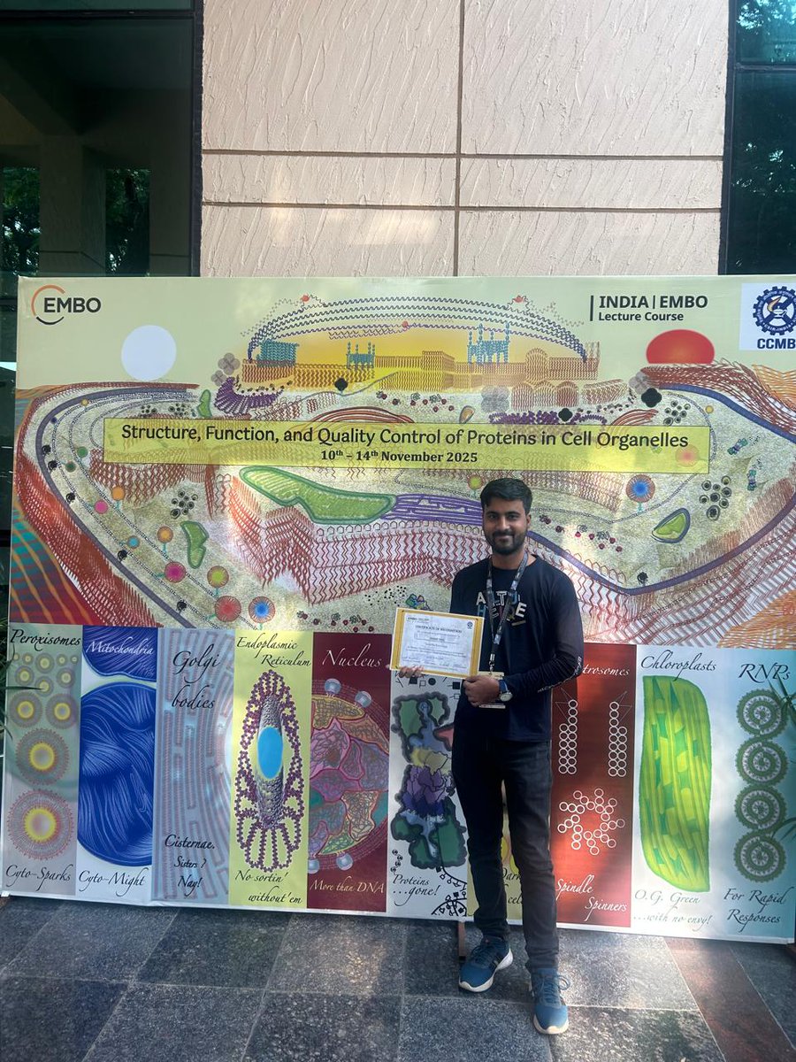 DIPAKSHIL_12's tweet image. Won Best Poster Award at EMBO Lecture Course: Structure, Function and Quality Control of Proteins in Cell Organelles. 
Grateful for the inspiring discussions, feedback and support from the scientific community.  Excited for what&apos;s next! 💫
#EMBO #PosterAward #Mitochondria