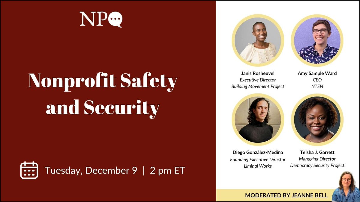 npquarterly's tweet photo. Nonprofit Safety and Security: Protecting Our People, Data, and Organizations in a Time of Unprecedented Threat https://t.co/H0qpHZ5xGW @DemocracySecPro #nonprofits https://t.co/THfv7nnemY