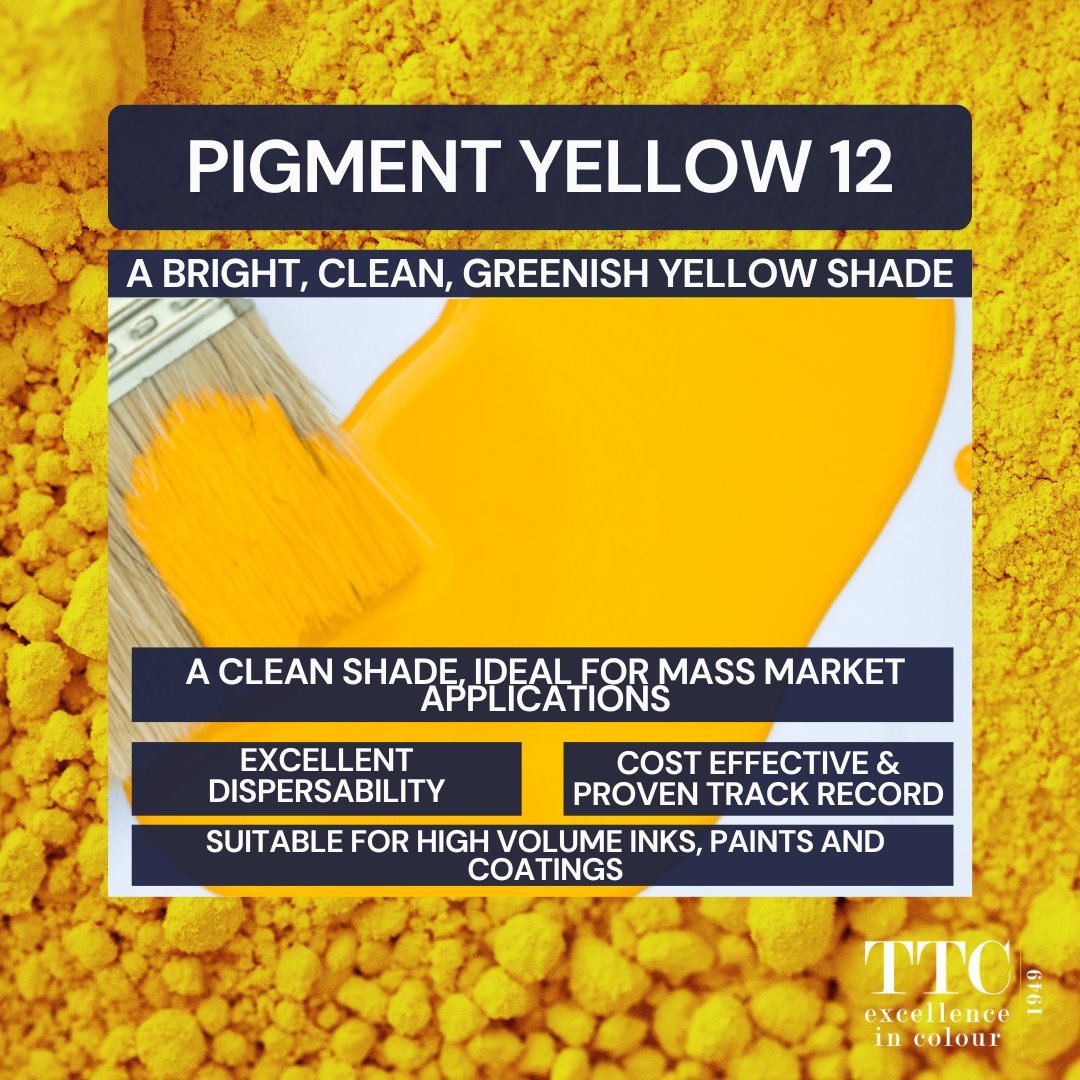 Searching for quality, affordable yellow pigment? Pigment Yellow 12 can deliver 💛

✅ Ideal for mass market applications
✅ Excellent dispersibility &amp; compliance
✅ Cost effective

Request a sample: d36.co/1bYHt

#pigmentdispersions #paintsandcoatings #colour #pigment