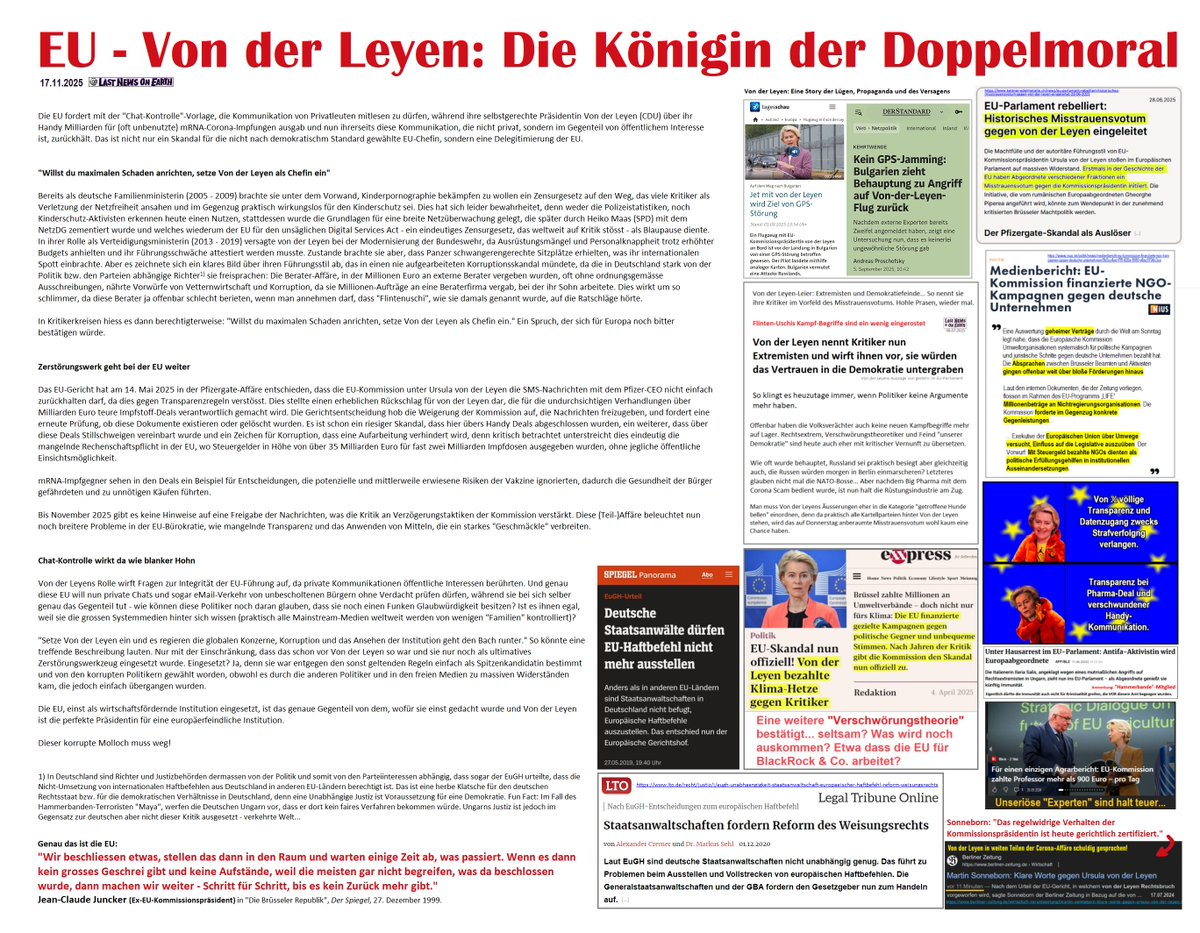 6o7Unimatrix01's tweet image. #EU und #VonderLeyen - unglaubwürdig, unseriös, undemokratisch und korrupt?
Die #Schweiz wäre gut beraten sich nicht zu unterwerfen und auch der #Bundesrat zeigt sich mit dem bisherigen Verhalten zu den neuen Verträgen von seiner schlechtesten Seite. Misstrauen ist angesagt!