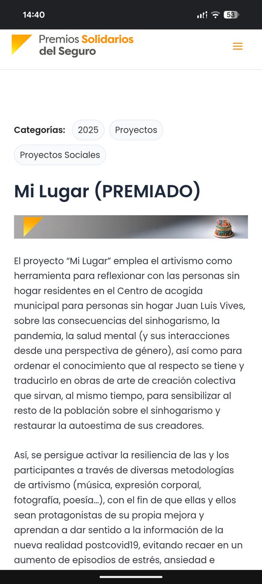 asocgaraje's tweet photo. El proyecto #MiLugar ha sido premiado en los #PremiosSolidariosDelSeguro de @Inese_seguros 🏆

Nos vemos hoy en el 25º aniversario de los Premios Solidarios del Seguro!! 🎂🙌🏼 https://t.co/jRIqJTl6A5