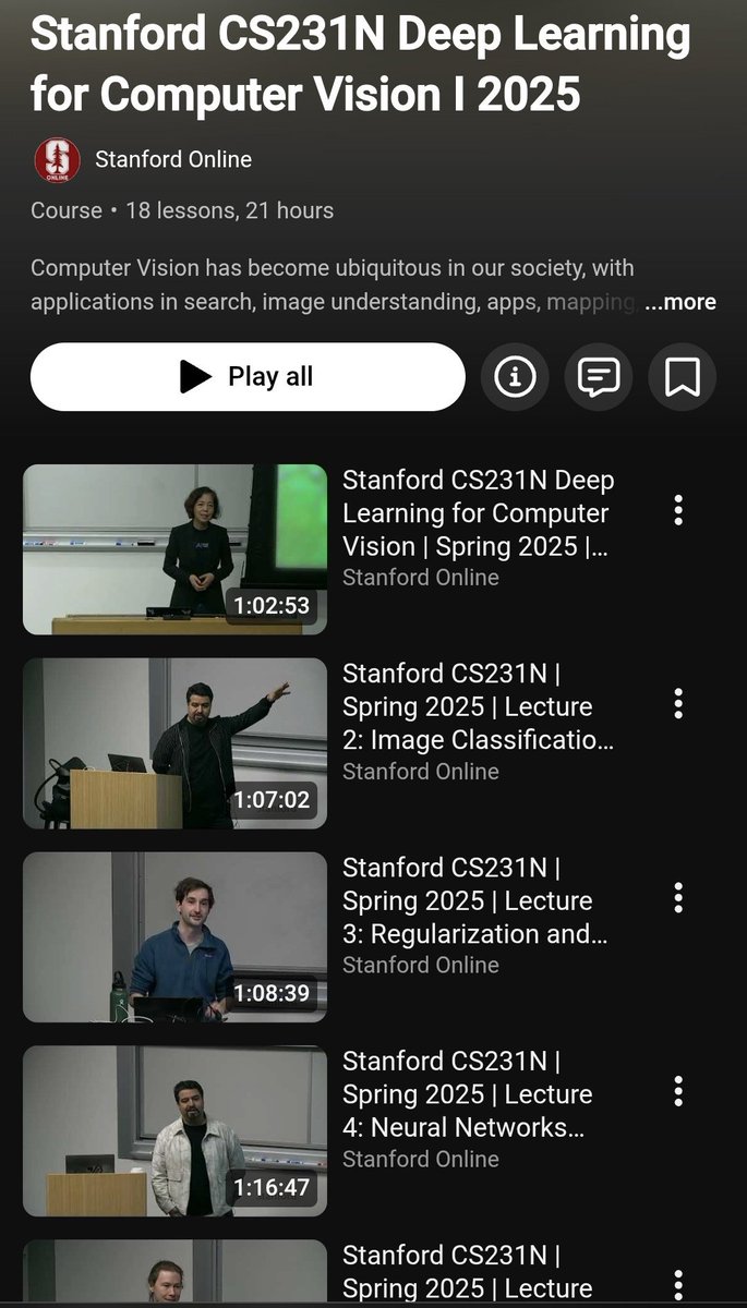 Stanford Online just dropped their 2025 Computer Vision lectures—the first update since 2017—and it’s completely FREE.