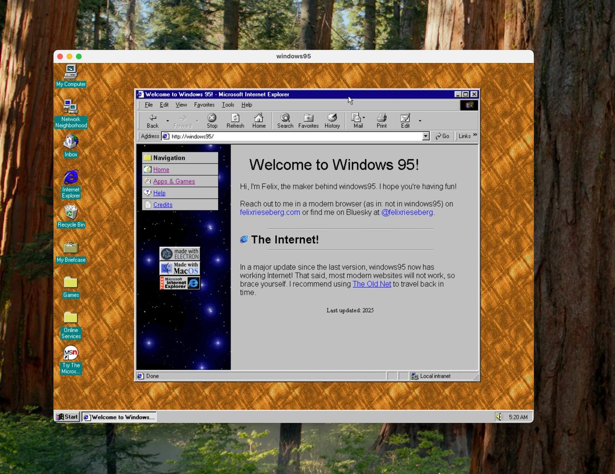 elhackernet's tweet image. Windows 95 entero en una aplicación Electron

Funciona en Windows, Linux y MacOS 
github.com/felixrieseberg…