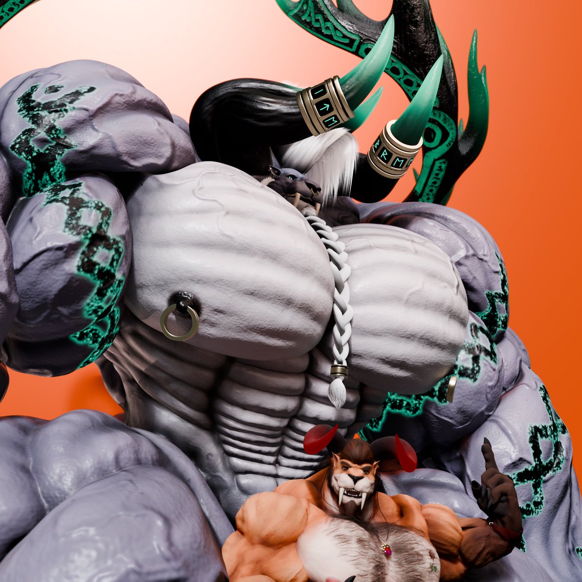 I completely forgot to post this, I tried to come back on blender and did this render of <a href="/AeonOrtha/">Ortha 🔞</a> being too big to even realise I'm here !

Models made by <a href="/AeonOrtha/">Ortha 🔞</a>